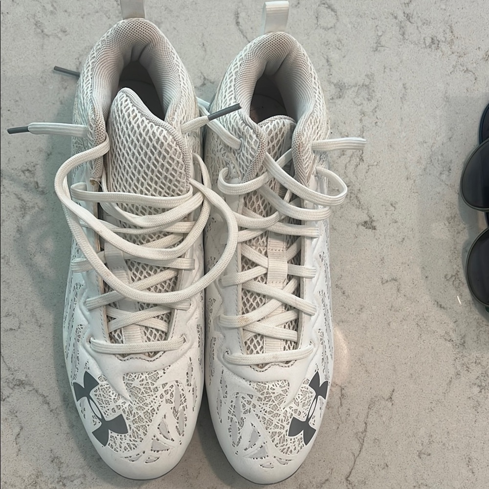 Under Armour White and Gray Football Cleats